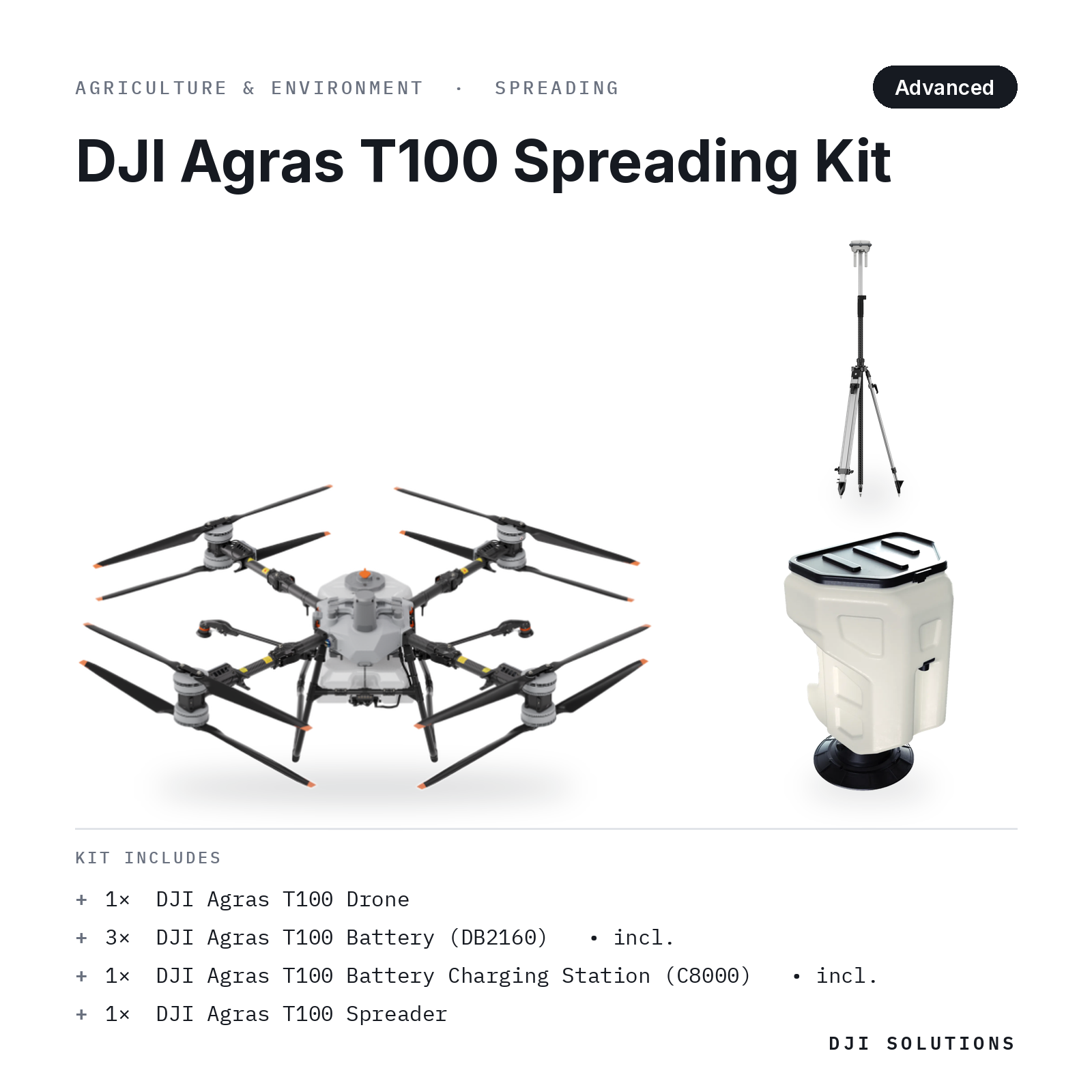 DJI Agras T100 Spreading Kit — kit contents graphic